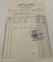 Yahudi Eczacı / Leon Joaf Halefi Eliza joaf Fatura 1977