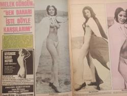 Pazar Haftalık Aktüalite Sinema Tiyatro Müzik ve Magazin Dergisi - 1974 Yılı - Sayı:966 - Seyyal Taner - Prenses Banu - Romina Yeşilçam'a yerleşti - Ayhan Işık - Sadri Alışık - Ahu Doğan - Emel Sayın tam dört kez çocuk aldırmış - Çıplaklıkta Seher Şeniz ve Anuşka'yı geçen yok - Ünlüler Albümü: Göksel Arsoy - Ülkü Erakalın - Hülya Koçyiğit - Belgin Doruk - Hüseyin Baradan - Faik Coşkun - Vahi Öz - Nevzat Okçugil - Necdet Tosun - Göksel Arsoy - Nevzat Pesen - Hulki Saner - Gönül Yazar - Memduh Ün - Bülent Oran - Göksel Arsoy - Sırrı Gültekin - Melek görgün: ''Ben baharı işte böyle karşılarım'' diyor - Tanju Korel - Ahmet Arkan - Sevgi Sun - Sermet Serdengeçti - Fatma Belgen - Hayati Sönmez - Nilüfer Aydan - Yılmaz duru - Memduh Ün - Halit Refiğ - Fatma Girik - Reha Yurdakul - Yılmaz Duru - Nilüfer Aydan, Halit Refiğ aşkı baskınla son buldu - Nuray Uslu - Nebahat Çehre - Muhterem Nur fotoğraf ve haberi - Tam Takım Dergi