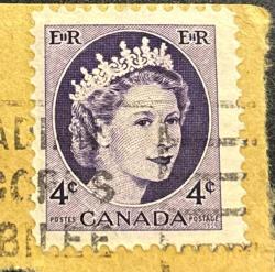 Kanada Pulu - Canada Stamp - Mektup Zarfından Kesilmiş / Postadan Geçmiş Pul Filateli - KRALİÇE ELİZABETH TEMALI, 4 PARA - YABANCI PULLAR