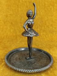 VINTAGE GÜMÜŞ KAPLAMA METAL BALERİN BİBLO