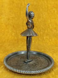 VINTAGE GÜMÜŞ KAPLAMA METAL BALERİN BİBLO