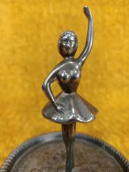 VINTAGE GÜMÜŞ KAPLAMA METAL BALERİN BİBLO