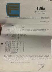 Türker İnanoğlu İmzalı Erler Film Antetli Kâğıt 1974