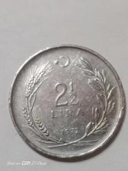 TÜRKİYE CUMHURİYETİ 2 1/2 LİRA 1972 ÇT