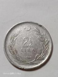 TÜRKİYE CUMHURİYETİ 2 1/2 LİRA 1960 ÇÇT