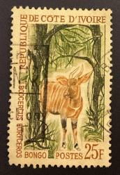 COTE D'IVOIRE STAMP  - Fildişi Sahili Pulu - Mektup Zarfından Kesilmiş  / Postadan Geçmiş Pul Filateli - Damgalı - Fildişi Sahili Pulu, 25 PARA - YABANCI PULLAR