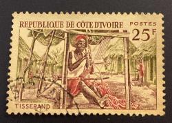 COTE D'IVOIRE STAMP  - Fildişi Sahili Pulu - Mektup Zarfından Kesilmiş  / Postadan Geçmiş Pul Filateli - Damgalı - Fildişi Sahili Pulu, 25 PARA - YABANCI PULLAR