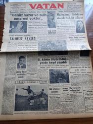 Vatan Gazetesi - 7 Kasım 1949 - Yurdun Kayseri'den Görünüşü 2 Yazan Ahmet Emin Yalman Köşe Yazısı - Çalışma Bakanı Reşat Şemsettin Sirer Muhalefetten Şüpheli - Başbakan Şemsettin Günaltay Henüz Huzur Ve Sulh Emaresi Yoktur Dedi - Sovyetler Birliği Başkanlar Konseyi İkinci Başkanı Malenkov Batılıları Atomla Tehdit Etti - Necmettin Sadak Avrupa Birliği Kurulmazsa İntitat Muhakkaktır - Sabahattin Ali'nin Öldürüldüğü Yerde Keşif Yapıldı - Fenerbahçe Galatasaray'ı 1 0  Yendi - Arap Devletleri Silah İstiyorlar - Geçmişte Bugün Feridun Fazıl Tülbentçi Yazı Dizisi - Pensativa Kahraman Meksikalı Kız Yazan Jesus Goytortua Santos Yazı Dizisi - İmam Hatip Kursu Birinci Devre Mezunlarını Verdi - Tiyatro Eserlerinin Sansür Edilmesi - Fenerbahçe Galatasaray Maçını 30.000 Kişi İzledi - Fedakar Ana Filmi Taksim Sinemasında - Sovyet İhtilalinin Yıldönümünü - Pilli Audiola Radyoları - Gripin - Ekselsyor Giyim Evi - Vitonal Yanık Merhemi - Mayer Pardesüleri - Bulmaca - İstanbul Ankara Radyosu Programı