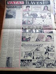 Vatan Gazetesi - 12 Şubat 1956 - 6 7 Eylül Hadiselerinden Sanık Kıbrıs Türktür Cemiyeti Mensuplarının Duruşması Yarın Başlıyor - Kasım Gülek Adnan Menderes'i Radyoda Münakaşaya Davet Ediyor - Ahmet Emin Yalman Köşe Yazısı - İsmet İnönü Ani Olarak İstanbul'a Geldi - Hürriyet Partisi Ankara İl Merkezi Dün Açıldı - Sovyetlere Verilen Cevabi Notamız Açıklandı - Türk Suriye Sınırında Aşiretler Çarpıştı 5 Kişi Öldü - Genç Dorothy Lamour - Migros Türk - Sülün Osman Bursa'dan Getirildi - Türk Gazeteciliği Yazan Enis Tahsin Til - Mahkumları Koruma Ve Kurtarma Cemiyetin Kuruluyor - Geçmişte Bugün Yazan Feridun Fazıl Tülbentçi Yazı Dizisi - Nevrozin Ağrı Kesici - Konya İmam Hatip Okulu Müdürü Bekir Elam İle Bir Görüşme - Galatasaraylılar Cemiyeti Kongresi - Asaf Çiyiltepe Ya Aşk Ya Kavga Şiiri - Sinema Sanatının Bir Öncüsü Jean Vigo - Kaptan Edi Büdü Çizgi Roman - Tunalı Kız Yazan Louis Charles Royer Yazı Dizisi - Tarzan Çizgi Roman - Adnan Veli'den Fantezi - Ankara Peşte Karmaları Maçı