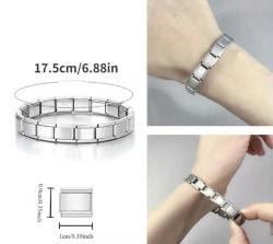 Anti Stres Esnek Denge Bilekliği Paslanmaz Çelik Metal İtalyan Charm Bileklik 9mm x 17.5cm