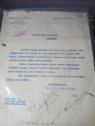 Islak imzalı Osmanlı Bankası antentli   1936 tarihli belge