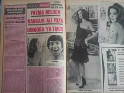Pazar Haftalık Aktüalite Sinema Tiyatro Müzik ve Magazin Dergisi - 1976 Yılı - Sayı:1019 - Ceyda Karahan - Feri Cansel - Evlilik Hale Soygazi'ye yaramadı - Ahmet Özhan - Fahrettin Aslan - Muazzez Abacı'nın perde arkası sevgilisi Fahrettin Aslan - Adnan Şenses - Piraye uzun'la uzatmalı sevgilisi Ali Kurna bir türlü birbirinden kopamıyor - Elif Pektaş'ın son büyük aşkı eski bir Beşiktaşlı futbolcu - Tayfun Kalkavan - Mualla Omay bir yapımcıya sırtını dayadı - Orçun Sonat - Romen striptizci Romina Terry Yeşilçam'a yerleşmeye çalışıyor - Yeni burnuyla şansını deniyor - Figen Han seks filmlerini başrol olursa kabul ediyor - Aytekin Akkaya - Fransız Michelle Connolly'nin şansı İngiltere'de açıldı fotoğraf ve haberi - Tam Takım Dergi