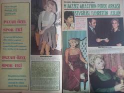 Pazar Haftalık Aktüalite Sinema Tiyatro Müzik ve Magazin Dergisi - 1976 Yılı - Sayı:1019 - Ceyda Karahan - Feri Cansel - Evlilik Hale Soygazi'ye yaramadı - Ahmet Özhan - Fahrettin Aslan - Muazzez Abacı'nın perde arkası sevgilisi Fahrettin Aslan - Adnan Şenses - Piraye uzun'la uzatmalı sevgilisi Ali Kurna bir türlü birbirinden kopamıyor - Elif Pektaş'ın son büyük aşkı eski bir Beşiktaşlı futbolcu - Tayfun Kalkavan - Mualla Omay bir yapımcıya sırtını dayadı - Orçun Sonat - Romen striptizci Romina Terry Yeşilçam'a yerleşmeye çalışıyor - Yeni burnuyla şansını deniyor - Figen Han seks filmlerini başrol olursa kabul ediyor - Aytekin Akkaya - Fransız Michelle Connolly'nin şansı İngiltere'de açıldı fotoğraf ve haberi - Tam Takım Dergi