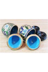 Antika Cloisonne Mineli Çift Yumurta Kutular
