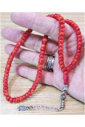 Antika Osmanlı Doğal Mercan 99 Luk Tesbih...