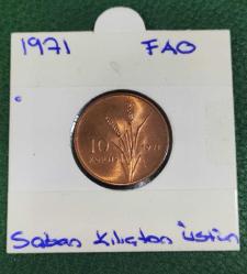 ON (10) KURUŞ FAO (SABAN KILIÇDAN ÜSDÜNDÜR) 1971-1972 YILI  ÇİL