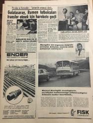 HÜRRİYET GAZETESİ 4 TEMMUZ 1967 YIL :20 SAYI :6889--Turgay zengin oldu --Süveyş de dün de çarpışmalar oldu ---Hububat Rekor Seviyede :19 Milyon Ton ---Milli kaleci jubilesinden yarım milyon lira kazandı ---Fazla süratten bir minibüs ağaca  çarptı ,8 kişi öldü ---Dewilux  boya fabrikası  yandı zarar 20 milyon lira ---Cezayir e kaçırılan Çombe nin akıbeti henüz  belli değil ---Ayda bin liradan fazla kazanca  el kondu ---İkinci  beş yıllık plan Meclis te kabul edildi ---Emekli orman mühendisinin  kalbinde  tam 6 bıçak yarası var---50  kişiyi soyan Şakilerden dördü yakalandı ---Tek enjeksiyon ,2 yıl hamileliği  önlüyor ---Phılıps  Plakları Sunar :Mediha Demirkıran ---Galatasaray ,Rumen  futbolcuları transfer  etmek için  harekete geçti ---Bursa spor Hüseyin ve Sudi 'yi satışa çıkardı --Yirmi kardeş gül gibi geçinip gidiyor ---Otomatik  makine sadece balık yemi satıyor ----Çanakkale den  Ege ye ilk önce  keyfim yatı çıktı ----
