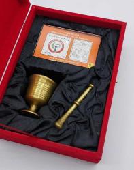 PİRİNÇ HAVAN, KOLEKSİYONLUK ECZACI HAVANI EFEMERASI PULU İLE ORİJİNAL KUTUSUNDA..