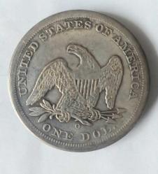 MADENİ PARA: United States of America One Dollar, 1843 Tarihli, Gümüş Kaplama [1922 REPLİKA]