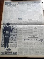 Vatan Gazetesi - 12 Ocak 1955 - Ahmet Emin Yalman Köşe Yazısı - Maarif Bütçesi Görüşülürken Tartışmalar Oldu - Başvekil Adnan Menderes Basra'ya Gitti - Edirne'de 707 Bina Hasara Uğradı - Müzelerimiz Muazzam Bir Facia Teşkil Ediyor - İngiliz Anayasası Mütehassısı Sir Stephen King Halk Geldi - Manhattan'da Üç Oda Yazan Simenon Yazı Dizisi - Migros Hakkında Bugün İzahat Verilecek - Şişli Sirkeci Taksim Karaköy Dolmuş Durakları - Devlet Vekili Fatin Rüştü Zorlu Paris'e Gitti - Mareşal Graziani Öldü - Suriye'de Arvad Adası Batıyor - Malenkov Molotov Mücadelesi Yazan Altemur Kılıç - Hint Musikisi - Dansöz Ludmilla Şantöz Mü Olacak - Sir Julius Levy'nin Yükselişi Yazan Daphne Du Maurier Yazı Dizisi - Okuyucu Fikir Ve Şikayetleri Dinleyen Ve Derleyen Ahmet Refik Noyan - Borsa - Bulmaca - Amerika'da Komünistliğin Cezası Arttırılıyor - Sarajevo Ordu Takımını 1 0 Mağlup Etti - Fenerbahçe Basketbol Takımı Kampa Girmiyor - Bisiklet Yarışı Yarın Kahire'de Başlıyor - Galatasaray Beyoğluspor Maçı