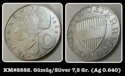 1957- 10 Schilling (Şilin) Avusturya/ Gümüş (Ag 640 - 7,5 Gr.) KM#2882 (YBMA57)