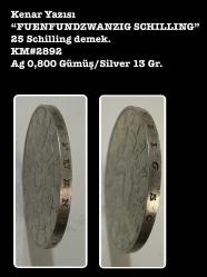 1962 - 25 Schilling (Şilin) Avusturya/ Gümüş (Ag 800 - 13 Gr.) KM#2892 (YBMA62)