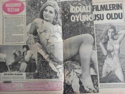 Pazar Haftalık Aktüalite Sinema Tiyatro Müzik ve Magazin Dergisi - 1 Eylül 1972 - Sayı:832 - Müşerref Tezcan - Seyyal Taner - İddialı filmlerin oyuncusu Müşerref Tezcan - Aynur Aydan'a 250 bin liralık haciz gelince şarkıcılığa boyun eğdi - Zirve için yarışanlar - Meral Zeren - Bahar Erdeniz - Fatma Belgen - Müşerref Tezcan - Perihan Savaş - Persil Deterjan Reklamı - Ekrem Bora - Hülya Koçyiğit - Kartal Tibet - Nelson mayo reklamı - Lale Belkıs sanat için soyundu - Aynalı odada seks - Nevin Nuray tipini değiştirdi - Seyyal Taner dişi Camoka - Erkan Abacı - Perihan Ergüneş - Bir kelebek gibi rolden role konuyor fotoğraf ve haberi - Dergi tam değildir sadece 18 sayfası mevcuttur