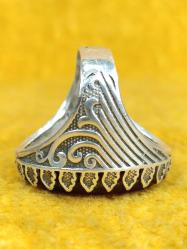 VINTAGE 925 GÜMÜŞ MONTÜRLÜ , DAMARLI KÖK AKİK TAŞLI EL YAPIMI BÜYÜK BOY YÜZÜK