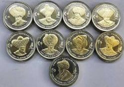 2024 Darphane Bimetal Osmanlı Padişahları serisi 9 Adet Hatıra para seti
