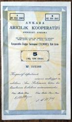 ANKARA ARICILIK KOOPERATİFİ 1951 HİSSE SENEDİ