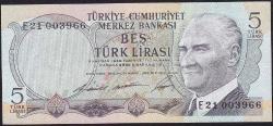 6.Emisyon 1.Tertip 5 Lira E21 003966  Çilaltı Çil (X-9)