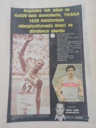 7 Nisan 1984 - Bugünkü tek adım ve 4x400'deki derecelerle, Türkiye 1928 Amsterdam olimpiyatlarında ikinci ve dördüncü olurdu - Veli Ballı - İnceleme: Turgay Şeren - Gazete haberi - Tek Yaprak Arkalı Önlüdür