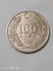 TÜRKİYE CUMHURİYETİ 100 LİRA 1986 ( AYYILDIZ  ÇERÇEVEYE YAKIN  100 YAZISI KALİN BÜYÜK ERÖRLÜ)ÇÇT