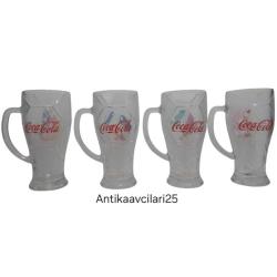 COCACOLA 4'LÜ TAYLAND ÜRETİMİ CAM BARDAK PROMOSYON KOLEKSİYONLUK