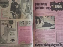 Pazar Haftalık Aktüalite Sinema Tiyatro Müzik ve Magazin Dergisi - 7 Ocak 1967 - Sayı:537 - Semiramis Pekkan - Yeşilçam'ın Yeni Vampları:3 Emel Turgut - Semiramis Pekkan'da ablası gibi plak doldurmaya başladı - Ayla Algan da kurala uydu ve soyundu - Sadri Alışık - İlle de sanat - Fikret Hakan - Nuran Aksoy - Figen Say - Ümit Kiper - Dinçer Sümer - 66'dan 67'ye - Muzaffer Tema - Suzan Avcı ve eşi - Esen Püsküllü - Yücel Uçanoğlu - Leyla Sayar - Tülin Elgin - Gülriz Sururi - Engin Cezzar - Gülriz Cezzar - Sevil Hasman - Nevin Nuray - Yılmaz Güney - Çolpan İlhan - Sadri Alışık - Fatma Girik - Sema Özcan'ı da şarkıcı yaptılar - Sabina aynı sette, iki ayrı film için soyunup dökündü - Fatma Girik ve Yıldızınız - Hanımlar için - Zeynep Berk - Vog Eva Külotları Reklamı - Fatma Girik erkeklere sesleniyor - PURO Sabun Reklamı - ''Karaoğlan'' filmiyle sinemaya ilk adımı atan Emel Turgut ''iş biraz da şansa bakar'' diyor fotoğraf ve haberi - Tam Takım Dergi