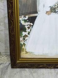 18218-ESKİLERDEN AHŞAP ALTIN YALDIZ İŞLEMELİ S/B RESİMLİ ÇERÇEVE