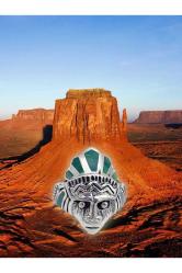 Mohikan Kabilesi kızılderili yüzük Malahite