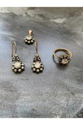 Elmas Gümüş Üçlü rose silver set