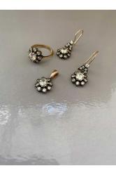 Elmas Gümüş Üçlü rose silver set