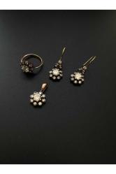 Elmas Gümüş Üçlü rose silver set