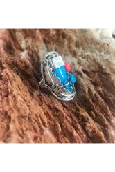 Güneybatı Stili Gümüş Western Turkuaz Taşlı Yüzük