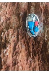 Güneybatı Stili Gümüş Western Turkuaz Taşlı Yüzük