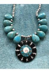Turkuaz Gümüş Sarmal Kolye