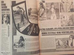 Pazar Haftalık Aktüalite Sinema Tiyatro Müzik ve Magazin Dergisi - 5 Haziran 1970 - Sayı:715 - Fatma Karanfil - Gülsüm Kamu - Fatma Karanfil, Oya Peri, Gülgün Erdem donuk festivale renk veriyorlardı - Ünal Tolunay - Agah Özgüç - Tuncer Cebeci - Suzi Janet soyundu - Acarsoy buzdolabı reklamı - Yıldırım Gencer'in mahpusluğu Aynur Akarsu'nun canına tak dedi - Tijen Par - Hülya Darcan - Karper Peynir reklamı - Filmciler Nevin Nuray'ın peşinden koşuyor - Ünsel Aybek - Sevda Ferdağ sinemayı bırakınca evlenecek - Sadri Alışık - Yusuf Sezgin - Super Job Traş Makinesi reklamı - Fikret Hakan bu sefer iyice ümitli - Cüneyt Arkın'ı nişanlısı bir dakika bile yalnız bırakmıyor - Betül Işıl - Piraye Uzun - Orhan Kapkı - Erdoğan Tokatlı - Erdoğan Tokatlı - Nihat Akın - Piraye Uzun - Orhan Kapkı - Zuhal Aktan - Sommie Bouldin - Doctor Renaud Krem Reklamı fotoğraf ve haberi - Tam Takım Dergi