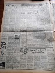 Vatan Gazetesi - 16 Nisan 1953 - Ahmet Emin Yalman Köşe Yazısı - Paramızın Kıymeti Değişmeyecektir - Hasan Polatkan Ferit Melen'in İthamlarına Cevap Verdi - Milli Tesanüt Birliği Toplantısı -  Kızıl Esirler Geri Dönmek İstemiyor -  Yaz Saatini Bu Sene De Unutmayalım - Güreşçilerimiz Antremana Başladı - Kadınlar Tekkesi Yazan Refik Halid Karay Yazı Dizisi - Doktor Tarık Zafer Tunaya Köşe Yazısı -  Aksaray'da Numune Pazarı Açılacak -  Güney Afrika'da Seçimler Başladı - Fotoğraflarla Haberler - Paralel Plastik Müzik - Kremlin'in Yeni Hükümdarı Georgie Malenkov Yazan Albay İlya Molin Yazı Dizisi - Akbank'ın Beşiktaş Ajansı Açıldı - Macera Bu Akşam Başlıyor Yazan Robert Collard Yazı Dizisi - Öğretim Eğitim gençlik - Güreşçi Osman Kambur Ve Tevfik Yüce Antremanda - Ankara Demirspor Futbolcuları Avrupa Turnesine Çıkıyor - Radyolin Diş Macunu - Arı Bisküvileri - Sana Nebati Margarin - Derman Ağrı Kesici - Türkiye İş Bankası - Altemur Kılıç İran'dan Geliyor - Güzin Erişken Müşahede Altında