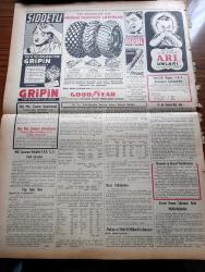 Vatan Gazetesi - 15 Nisan 1953 - Ahmet Emin Yalman Köşe Yazısı - Almanya İle Ticaret Görüşmeleri Başlıyor - Savcılık Güzin Erişken'i Bakırköy Hastanesinden Çıkarttı - Altemur Kılıç Tahran'dan Bildiriyor İran Şahı Tarafından Kabul Edildim - Tahran'da Nümayişler Oldu - Hasta Esirler Kuzey Kore'den Hareket Etti - Kadınlar Tekkesi Yazan Refik Halid Karay Yazı Dizisi - Subay Terfi Kanunu - Bakırköy Ve Eyüp'te Ucuz Ev Yaptırılacak - Şehir Tiyatrosu İçin Yeni Bir Talimatname Hazırlandı - Madalya Alacak Kore Kahramanları - Sovyetler'in Petrol Siyaseti Nedir - Profesör Cemil Topuzlu'nun Meslek Hayatına Ait Hatıralar Yazan İhsan Ada Yazı Dizisi - Kibar Tuvalet Sabunu - Macera Bu Akşam Başlıyor Yazan Robert Collard Yazı Dizisi - Atatürk Heykeli Karşılaşmaları - Pazar Günü Fenerbahçe İle Galatasaray Karşılaşıyor - Borsa - Good Year Lastikleri - Arı Unları