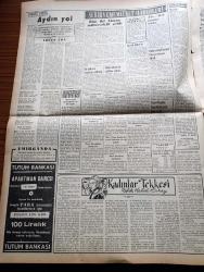 Vatan Gazetesi - 10 Nisan 1953 - Ahmet Emin Yalman Köşe Yazısı - Felaket Bölgesi Gönen Ve Yenice'nin  İnşası İçin  Hazırlık - İspanya'ya 200 Bin Ton Buğday Satılacak - İstanbul'u İlgilendiren Üç Mesele Mecliste - Emlak Bankasının Açtığı Krediler - Maliye Bakanı Hasan Polatkan Döviz Açığını İzah Etti - Kadınlar Tekkesi Yazan Refik Halid Karay Yazı Dizisi - Kara Mustafa Paşa Türbesinin Önü Açıldı - Havabank - Hoş Memo Karikatür - İran'da Şah Ve Musaddık Taraftarları Çarpıştı - Piyango'da 50 Bin Lira Mardin'e Çıktı - Mapushane Çeşmesi Yazan Mehmet Yanık Dizisi - Kremlin'in Yeni Hükümdarı Georgie Malenkov Yazan Albay İlya Molin Yazı işleri - Beşiktaş Pazar Günü Vefa İle Karşılaşıyor - Abide Turnuvası Puan Cetveli - Macera Bu Akşam Başlıyor Yazan Robert Collard Yazı Dizisi - Ses Sanatkarı Sabahat Akyol İle Bir Konuşma - Gripin - Philips - Turner Diesel Traktörleri - Hotpoint Amerikan Buzdolapları - Dermojen Krem- General Electric Ampul Fabrikası İçin İşçi Kız Alınacaktır İlanı - Laiklik