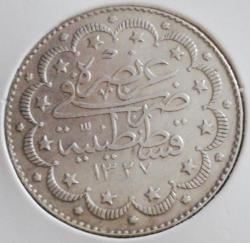5 MEHMED REŞAD 10 KURUŞ 1327/5 KOSTANTİNİYE GÜMÜŞ ***RRR***ÇOK ÇOK NADİR