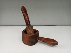 Antika Osmanlı Yekpare Ahşap Dövecek - Havan