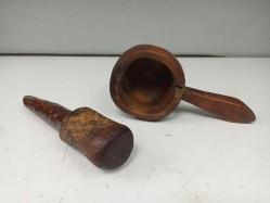 Antika Osmanlı Yekpare Ahşap Dövecek - Havan